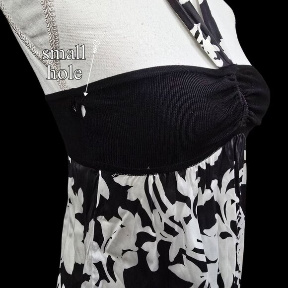 Bebe Floral Halter Top | Black & White Coquette Cottagecore Stretch XS Summer - Picture 5 of 14